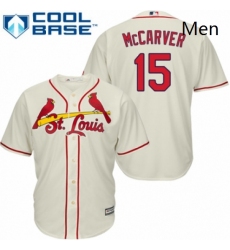 Mens Majestic St Louis Cardinals 15 Tim McCarver Replica Cream Alternate Cool Base MLB Jersey
