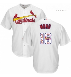 Mens Majestic St Louis Cardinals 16 Kolten Wong Authentic White Team Logo Fashion Cool Base MLB Jersey