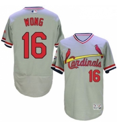 Mens Majestic St Louis Cardinals 16 Kolten Wong Grey Flexbase Authentic Collection Cooperstown MLB Jersey