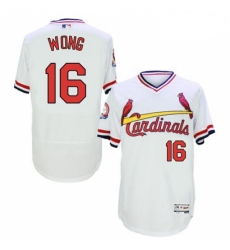 Mens Majestic St Louis Cardinals 16 Kolten Wong White Flexbase Authentic Collection Cooperstown MLB Jersey 