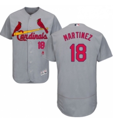 Mens Majestic St Louis Cardinals 18 Carlos Martinez Grey Road Flex Base Authentic Collection MLB Jersey