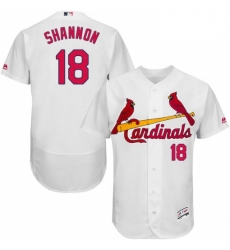 Mens Majestic St Louis Cardinals 18 Mike Shannon White Home Flex Base Authentic Collection MLB Jersey