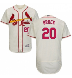 Mens Majestic St Louis Cardinals 20 Lou Brock Cream Alternate Flex Base Authentic Collection MLB Jersey