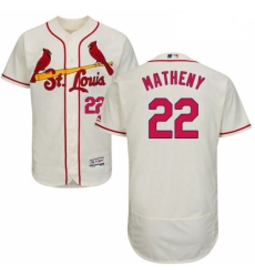 Mens Majestic St Louis Cardinals 22 Mike Matheny Cream Alternate Flex Base Authentic Collection MLB Jersey 