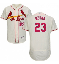 Mens Majestic St Louis Cardinals 23 Marcell Ozuna Cream Alternate Flex Base Authentic Collection MLB Jersey