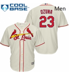 Mens Majestic St Louis Cardinals 23 Marcell Ozuna Replica Cream Alternate Cool Base MLB Jersey 