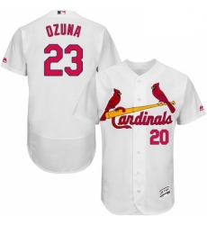 Mens Majestic St Louis Cardinals 23 Marcell Ozuna White Home Flex Base Authentic Collection MLB Jersey