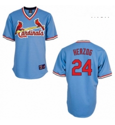 Mens Majestic St Louis Cardinals 24 Whitey Herzog Authentic Blue Cooperstown Throwback MLB Jersey