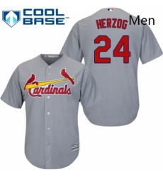 Mens Majestic St Louis Cardinals 24 Whitey Herzog Replica Grey Road Cool Base MLB Jersey