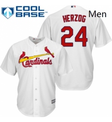 Mens Majestic St Louis Cardinals 24 Whitey Herzog Replica White Home Cool Base MLB Jersey