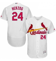 Mens Majestic St Louis Cardinals 24 Whitey Herzog White Home Flex Base Authentic Collection MLB Jersey