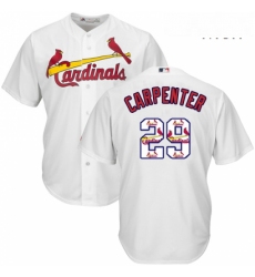 Mens Majestic St Louis Cardinals 29 Chris Carpenter Authentic White Team Logo Fashion Cool Base MLB Jersey