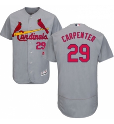 Mens Majestic St Louis Cardinals 29 Chris Carpenter Grey Road Flex Base Authentic Collection MLB Jersey