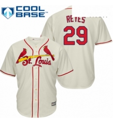 Mens Majestic St Louis Cardinals 29 lex Reyes Replica Cream Alternate Cool Base MLB Jersey 