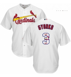 Mens Majestic St Louis Cardinals 3 Jedd Gyorko Authentic White Team Logo Fashion Cool Base MLB Jersey
