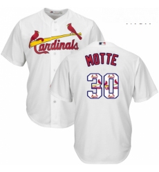 Mens Majestic St Louis Cardinals 30 Jason Motte Authentic White Team Logo Fashion Cool Base MLB Jersey 