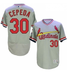 Mens Majestic St Louis Cardinals 30 Orlando Cepeda Grey Flexbase Authentic Collection Cooperstown MLB Jersey