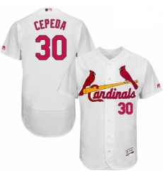 Mens Majestic St Louis Cardinals 30 Orlando Cepeda White Home Flex Base Authentic Collection MLB Jersey