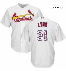 Mens Majestic St Louis Cardinals 31 Lance Lynn Authentic White Team Logo Fashion Cool Base MLB Jersey