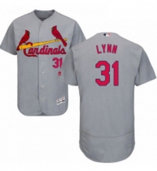 Mens Majestic St Louis Cardinals 31 Lance Lynn Grey Road Flex Base Authentic Collection MLB Jersey