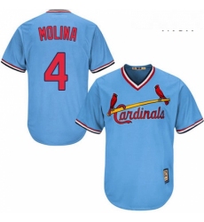 Mens Majestic St Louis Cardinals 4 Yadier Molina Authentic Light Blue Cooperstown MLB Jersey