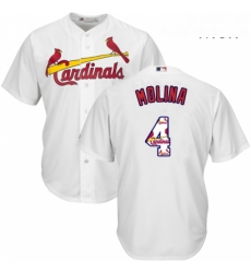 Mens Majestic St Louis Cardinals 4 Yadier Molina Authentic White Team Logo Fashion Cool Base MLB Jersey
