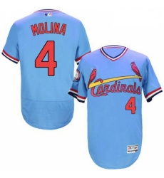 Mens Majestic St Louis Cardinals 4 Yadier Molina Light Blue FlexBase Authentic Collection MLB Jersey