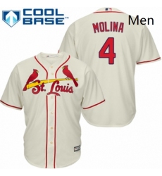 Mens Majestic St Louis Cardinals 4 Yadier Molina Replica Cream Alternate Cool Base MLB Jersey