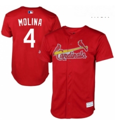 Mens Majestic St Louis Cardinals 4 Yadier Molina Replica Red New Cool Base MLB Jersey