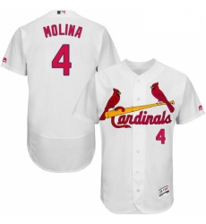 Mens Majestic St Louis Cardinals 4 Yadier Molina White Home Flex Base Authentic Collection MLB Jersey