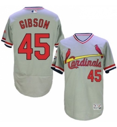 Mens Majestic St Louis Cardinals 45 Bob Gibson Grey Flexbase Authentic Collection Cooperstown MLB Jersey