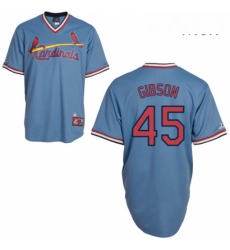 Mens Majestic St Louis Cardinals 45 Bob Gibson Replica Blue Cooperstown Throwback MLB Jersey