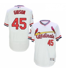 Mens Majestic St Louis Cardinals 45 Bob Gibson White Flexbase Authentic Collection Cooperstown MLB Jersey