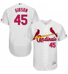 Mens Majestic St Louis Cardinals 45 Bob Gibson White Home Flex Base Authentic Collection MLB Jersey