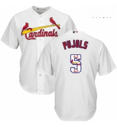 Mens Majestic St Louis Cardinals 5 Albert Pujols Authentic White Team Logo Fashion Cool Base MLB Jersey