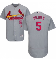 Mens Majestic St Louis Cardinals 5 Albert Pujols Grey Road Flex Base Authentic Collection MLB Jersey