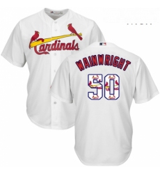 Mens Majestic St Louis Cardinals 50 Adam Wainwright Authentic White Team Logo Fashion Cool Base MLB Jersey