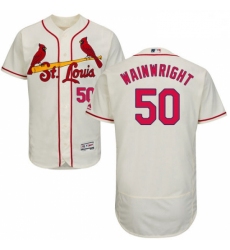 Mens Majestic St Louis Cardinals 50 Adam Wainwright Cream Alternate Flex Base Authentic Collection MLB Jersey