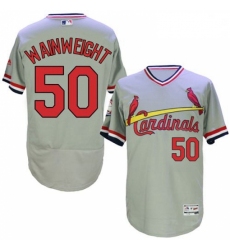 Mens Majestic St Louis Cardinals 50 Adam Wainwright Grey Flexbase Authentic Collection Cooperstown MLB Jersey