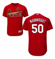 Mens Majestic St Louis Cardinals 50 Adam Wainwright Red Alternate Flex Base Authentic Collection MLB Jersey