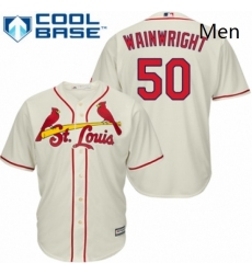 Mens Majestic St Louis Cardinals 50 Adam Wainwright Replica Cream Alternate Cool Base MLB Jersey