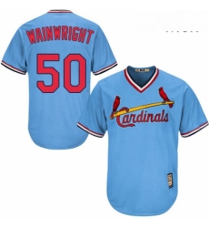 Mens Majestic St Louis Cardinals 50 Adam Wainwright Replica Light Blue Cooperstown MLB Jersey