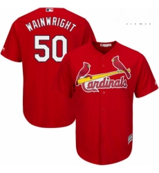 Mens Majestic St Louis Cardinals 50 Adam Wainwright Replica Red Cool Base MLB Jersey