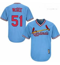 Mens Majestic St Louis Cardinals 51 Willie McGee Authentic Light Blue Cooperstown MLB Jersey