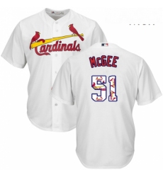 Mens Majestic St Louis Cardinals 51 Willie McGee Authentic White Team Logo Fashion Cool Base MLB Jersey