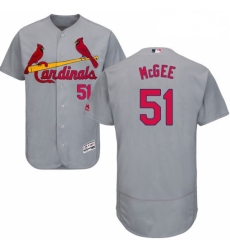 Mens Majestic St Louis Cardinals 51 Willie McGee Grey Road Flex Base Authentic Collection MLB Jersey