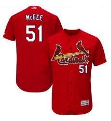 Mens Majestic St Louis Cardinals 51 Willie McGee Red Alternate Flex Base Authentic Collection MLB Jersey