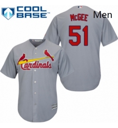 Mens Majestic St Louis Cardinals 51 Willie McGee Replica Grey Road Cool Base MLB Jersey