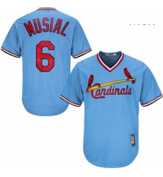 Mens Majestic St Louis Cardinals 6 Stan Musial Authentic Light Blue Cooperstown MLB Jersey