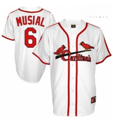 Mens Majestic St Louis Cardinals 6 Stan Musial Authentic White Cooperstown Throwback MLB Jersey